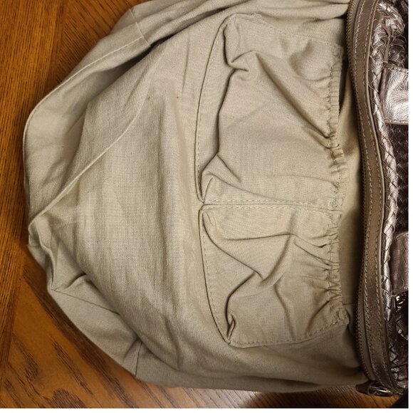 Elliott Lucca Gold Metallic Woven Leather Handbag - Picture 8 of 8